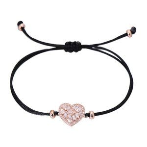 Black String Rose Gold Heart